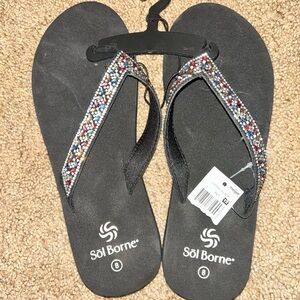 Sol Borne* - Black Beaded Sandals